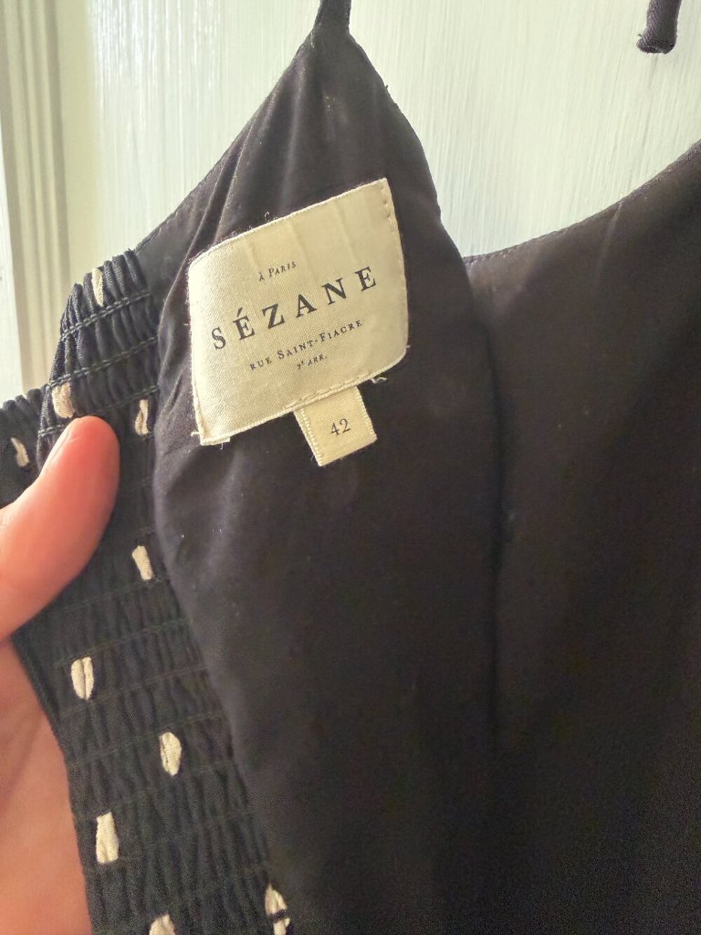Sezane Melina Midi Dress Black with White Polka Dots - Picture 11 of 13